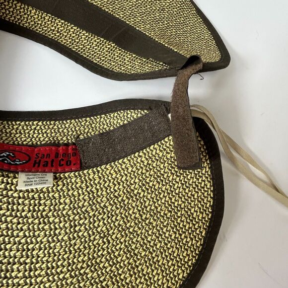San Diego Hat Company Tan Ultrabraid Large Brim Visor with Brown Ribbon Trim - Picture 8 of 13